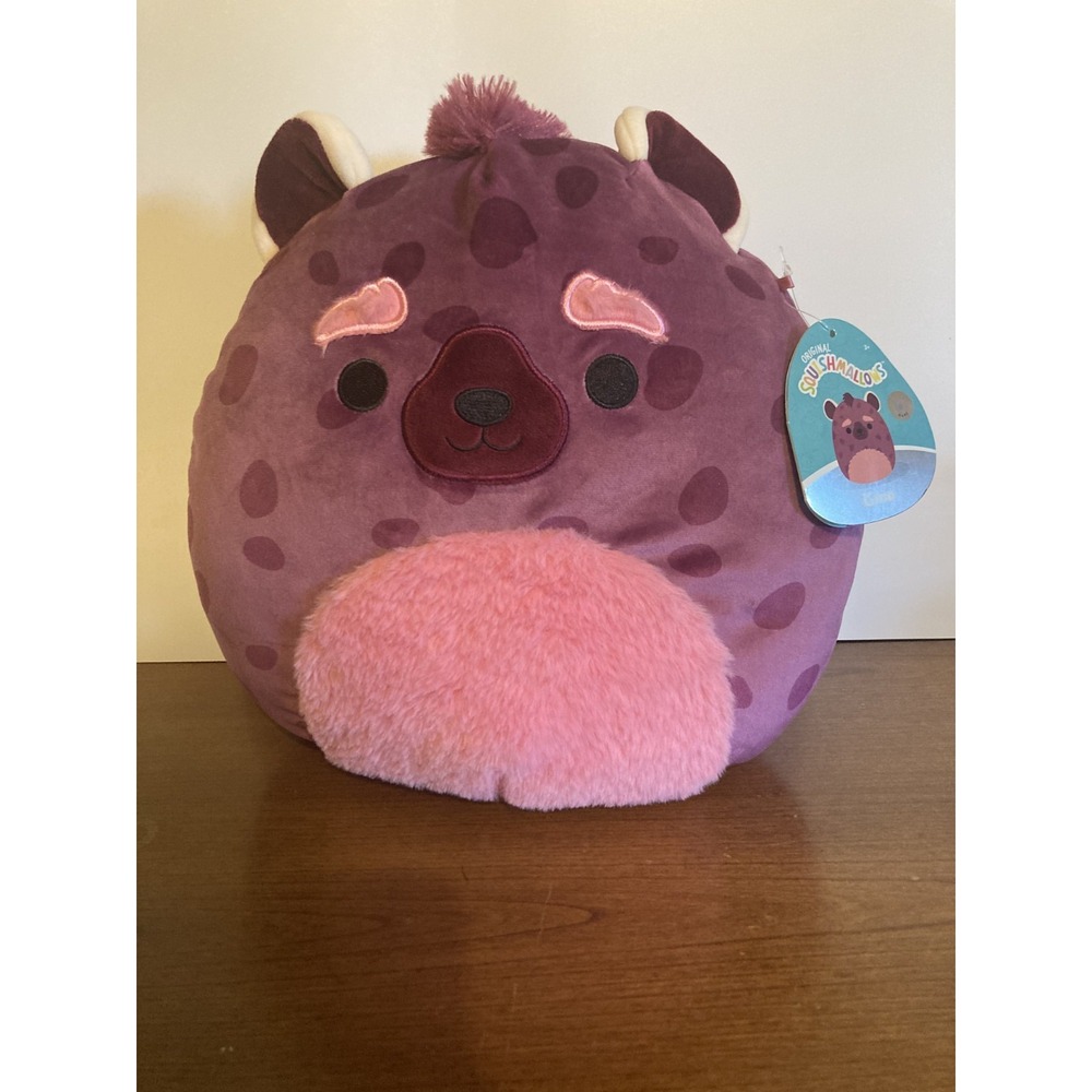 Squishmallows 11" Gino Hyena RARE Burgundy Plush NWT #2228